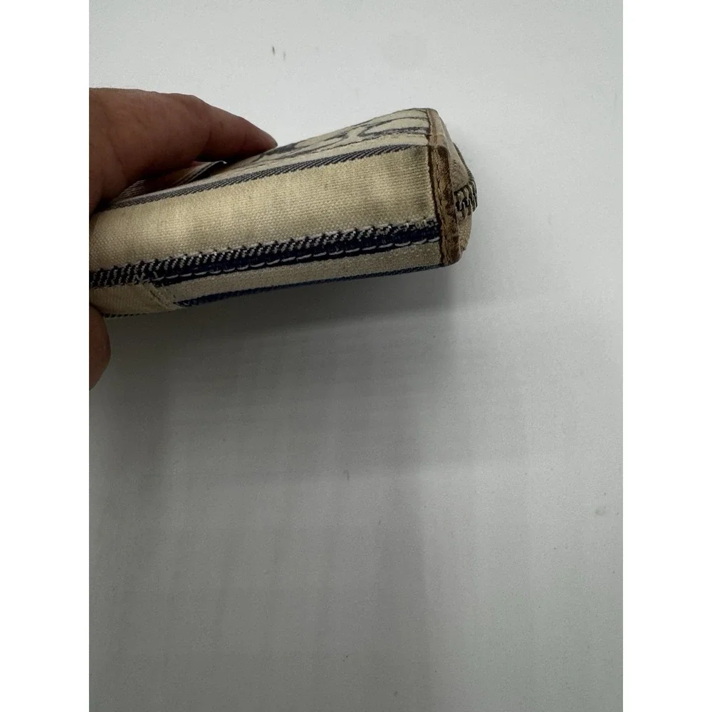 Vintage coach Patchwork Long Wallet Navy And Cream Solid And Stripe GC PT3